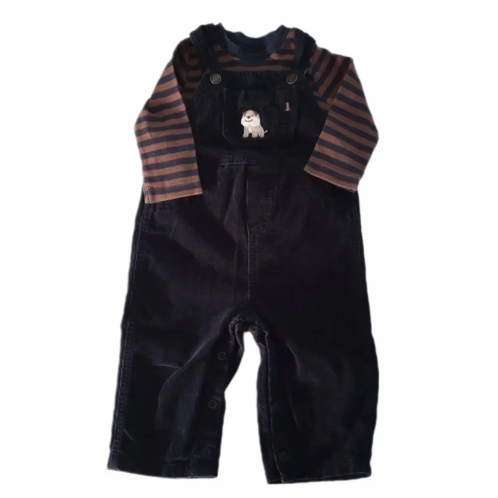 Carter's 2pc Overall Outfit Long Sleeve Top + Corduroy Pants sz 12M Boys